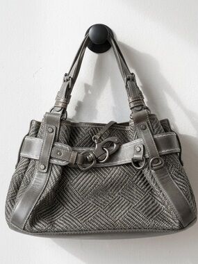 Francesco Biasia Gray Shoulder Bag Double Strap Magnetic Closure